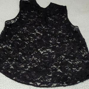 Black lace high neck overlay tank